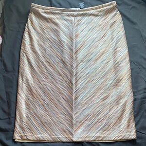 Express Tan and Blue Chevron metallic Pencil Skirt